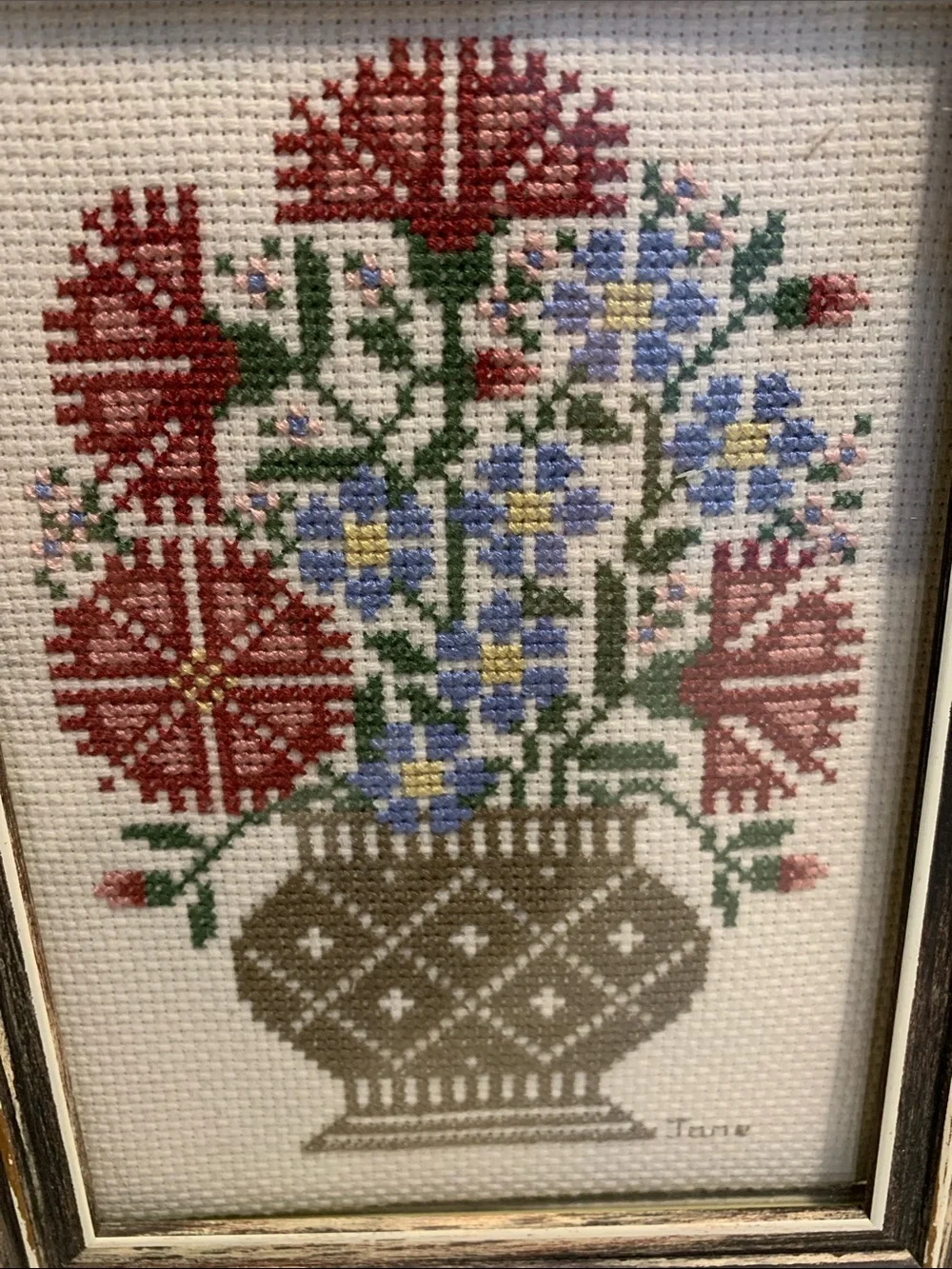 Set of 3 Framed Cross-stitch Treasures in Floral Design
